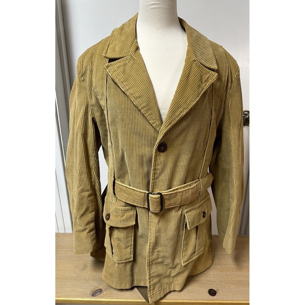 Vintage 1970 s English Squire Original Corduroy Jacket Retro Sz 42 Tan Brown